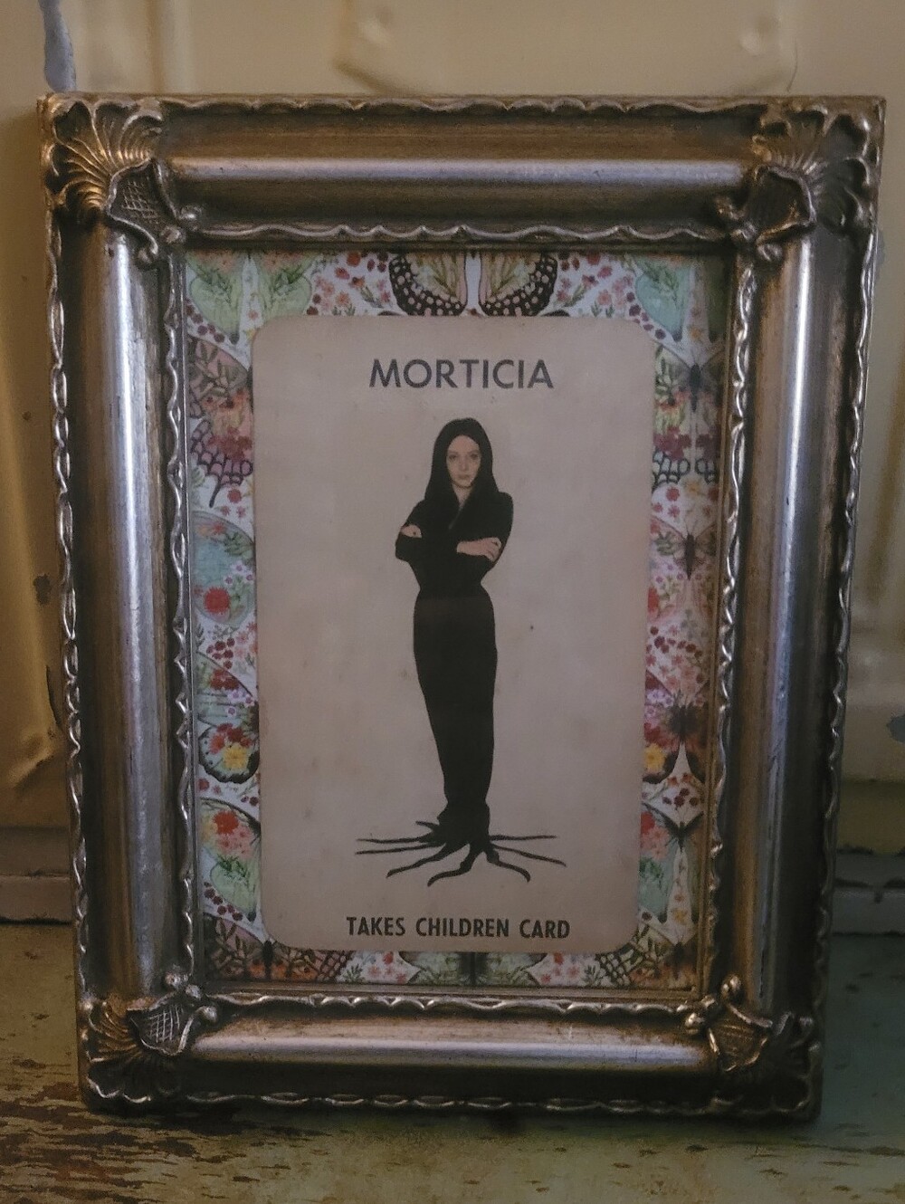 The Morticia Card Frame on Butterfly Paper
